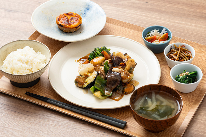 野菜と魚介のあんかけ